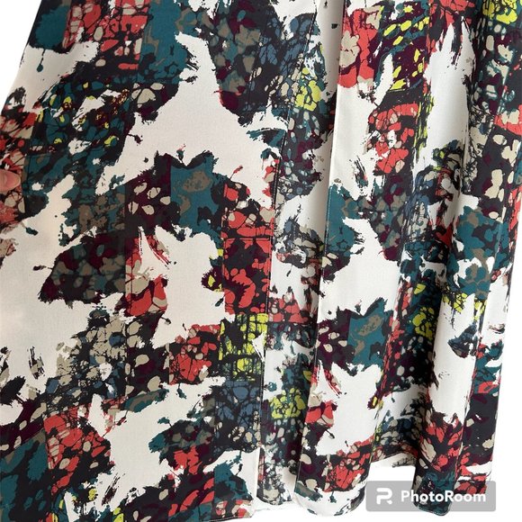 BCBG MaxAzria Green/Multicolor Print Kelly Ruffled Off-The-Shoulder Dress Size 0 - Picture 4 of 9